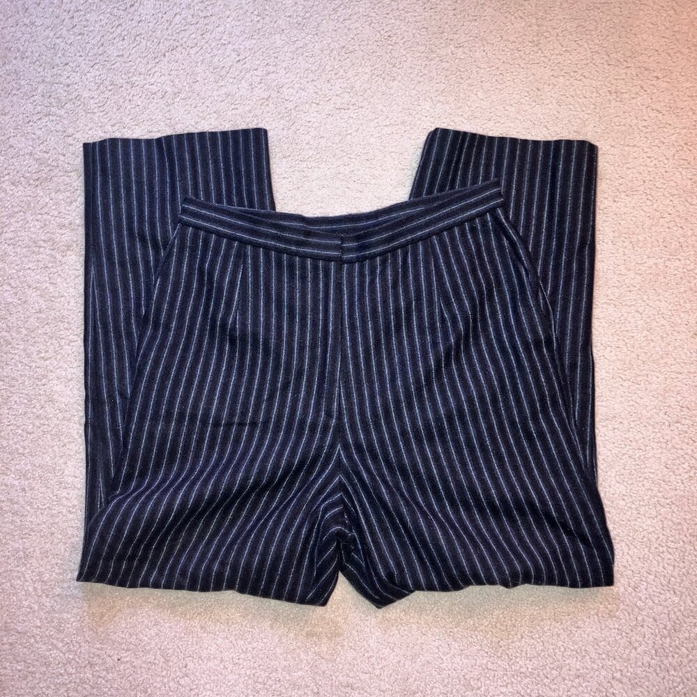 Talbots Petites black and blue striped wool/silk dress pants